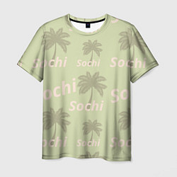 Футболка мужская Пальмы на салатном фоне palm trees text, цвет: 3D-принт
