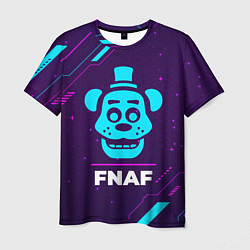 Футболка мужская Символ FNAF в неоновых цветах на темном фоне, цвет: 3D-принт