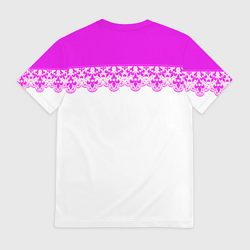 Мужская футболка White and pink lace pattern / 3D-принт – фото 2