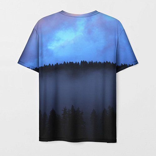 Мужская футболка Неоновое небо над лесом / 3D-принт – фото 2