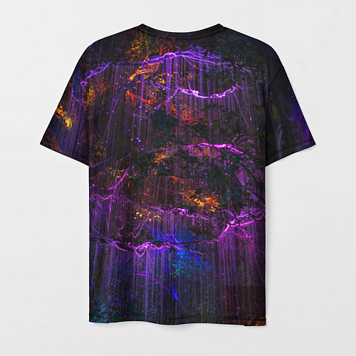 Мужская футболка Неоновые лучи и листья - Фиолетовый / 3D-принт – фото 2