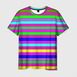 Мужская футболка Multicolored neon bright stripes