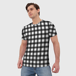 Футболка мужская Black and white trendy checkered pattern, цвет: 3D-принт — фото 2