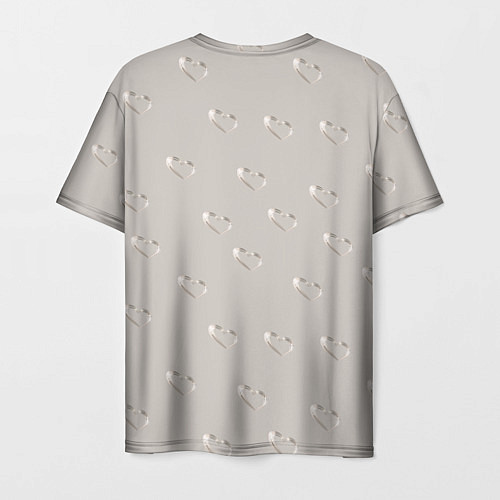 Мужская футболка Серебряные сердечки на сером фоне / 3D-принт – фото 2