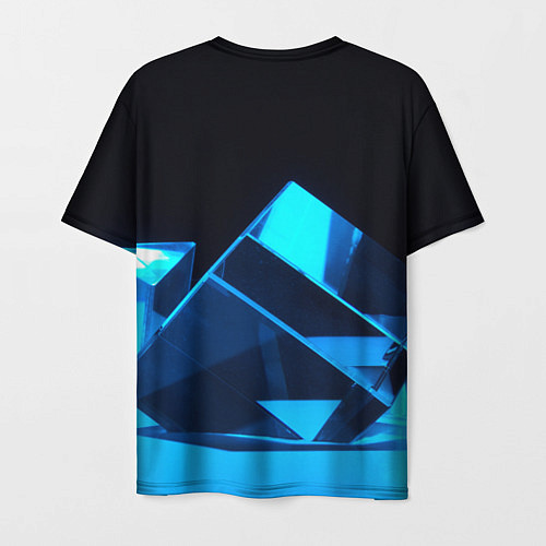 Мужская футболка Неоновые объёмный куб - Синий / 3D-принт – фото 2
