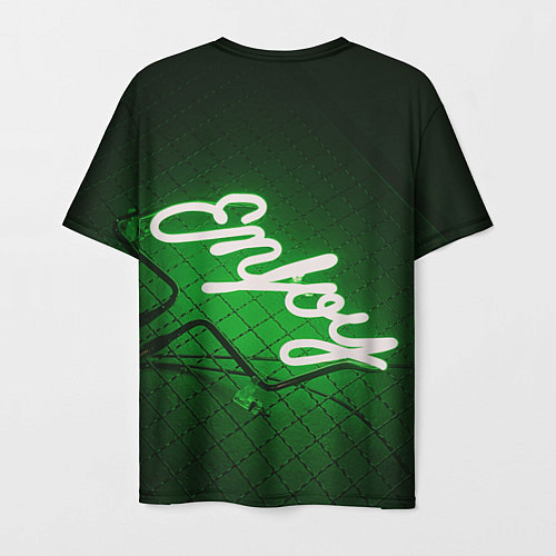 Мужская футболка Неоновая надпись во тьме: Наслаждайся - Зелёный / 3D-принт – фото 2