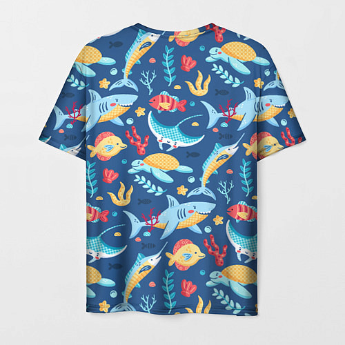 Мужская футболка Акула, скат и другие обитатели океана - лето / 3D-принт – фото 2