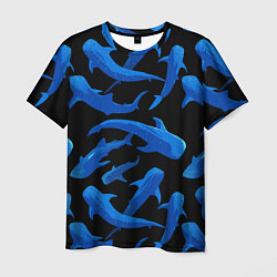 Футболка мужская Стая акул - паттерн, цвет: 3D-принт