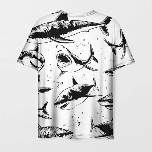 Мужская футболка Кровожадные акулы - стая / 3D-принт – фото 2