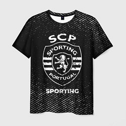 Футболка мужская Sporting с потертостями на темном фоне, цвет: 3D-принт