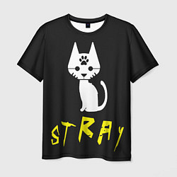 Футболка мужская Stray - киберпанк кот в минимализме, цвет: 3D-принт
