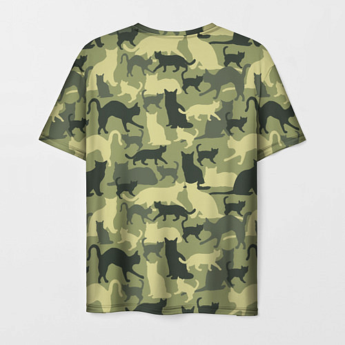Мужская футболка Кошачий камуфляж в зеленой гамме / 3D-принт – фото 2