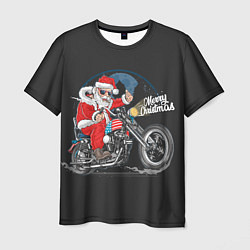 Футболка мужская Santa on a bike, цвет: 3D-принт