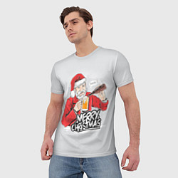 Футболка мужская Не грусти Санта, накати, цвет: 3D-принт — фото 2