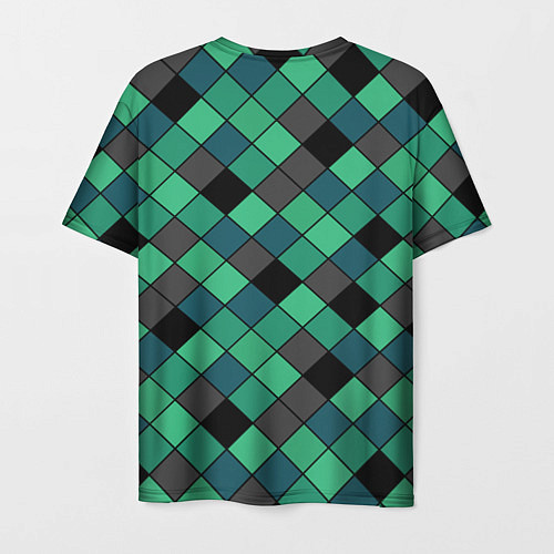 Мужская футболка Зеленый клетчатый узор Изумрудный / 3D-принт – фото 2