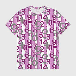 Футболка мужская Бело-розовый узор Арифметика, цвет: 3D-принт