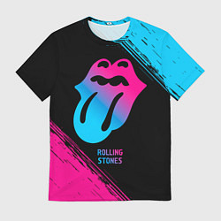 Футболка мужская Rolling Stones - neon gradient, цвет: 3D-принт