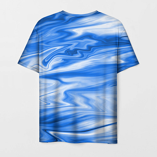 Мужская футболка Бело синий абстрактный фон Волны / 3D-принт – фото 2
