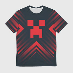 Футболка мужская Красный символ Minecraft на темном фоне со стрелка, цвет: 3D-принт