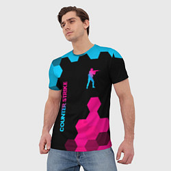 Футболка мужская Counter Strike - neon gradient: символ и надпись в, цвет: 3D-принт — фото 2