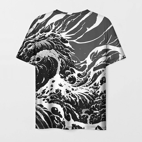 Мужская футболка Черно-белые волны / 3D-принт – фото 2