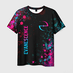 Футболка мужская Evanescence - neon gradient: символ и надпись верт, цвет: 3D-принт