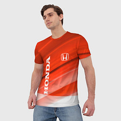 Футболка мужская Хонда - Красно-белая абстракция, цвет: 3D-принт — фото 2