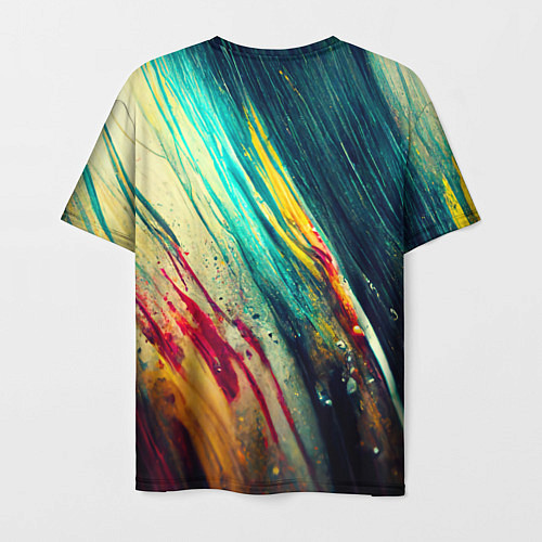 Мужская футболка Темные и яркие потеки краски / 3D-принт – фото 2