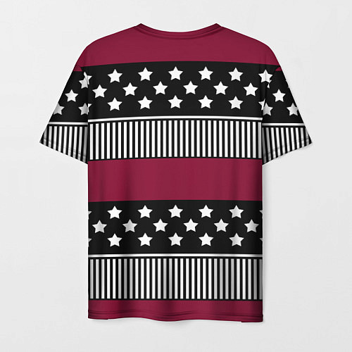 Мужская футболка Burgundy black striped pattern / 3D-принт – фото 2