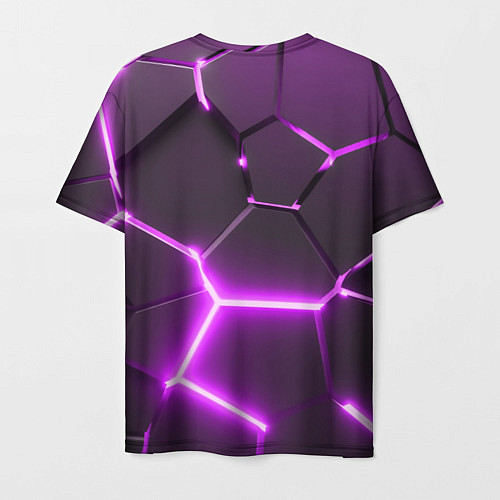 Мужская футболка Фиолетовые неоновые геометрические плиты / 3D-принт – фото 2
