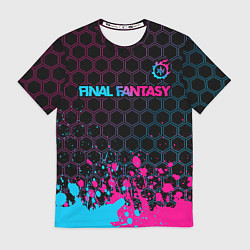 Футболка мужская Final Fantasy - neon gradient: символ сверху, цвет: 3D-принт