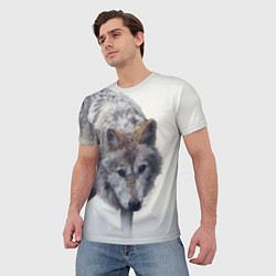 Футболка мужская Волк зимой, цвет: 3D-принт — фото 2
