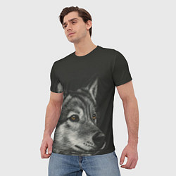 Футболка мужская Спокойный серый волк, цвет: 3D-принт — фото 2