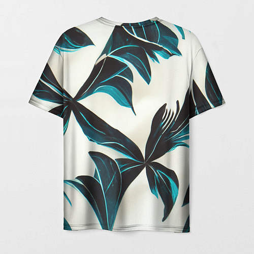 Мужская футболка Листья тропические тёмно-синие / 3D-принт – фото 2