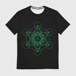 Футболка мужская Куб Метатрона на чёрном фоне, цвет: 3D-принт