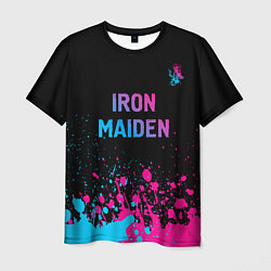 Футболка мужская Iron Maiden - neon gradient: символ сверху, цвет: 3D-принт