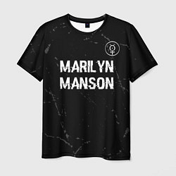 Футболка мужская Marilyn Manson glitch на темном фоне: символ сверх, цвет: 3D-принт