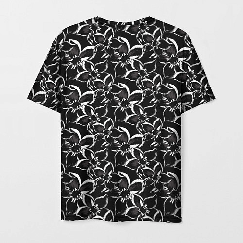 Мужская футболка Черно-белый цветочный узор / 3D-принт – фото 2