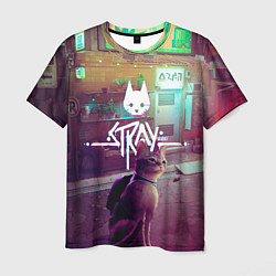 Футболка мужская Stray - котик - neon, цвет: 3D-принт