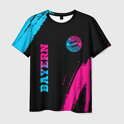 Футболка мужская Bayern - neon gradient: надпись, символ, цвет: 3D-принт