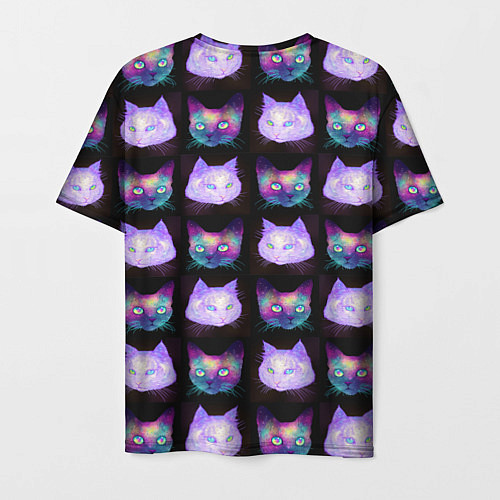 Мужская футболка Неоновые кошачьи морды / 3D-принт – фото 2