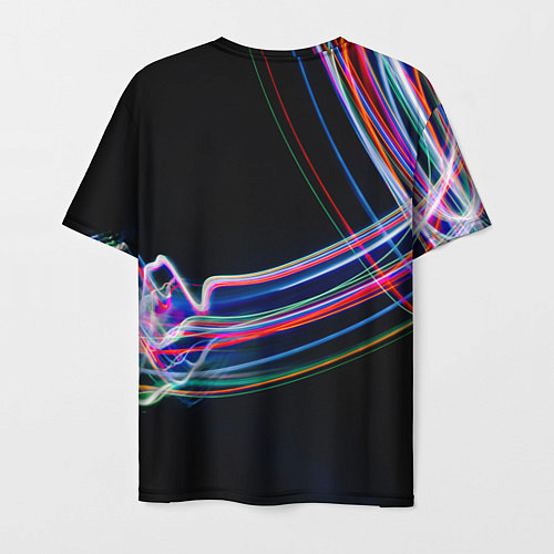 Мужская футболка Неоновые линии во тьме / 3D-принт – фото 2