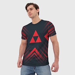 Футболка мужская Красный символ Zelda на темном фоне со стрелками, цвет: 3D-принт — фото 2