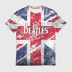 Футболка мужская The Beatles - лого на фоне флага Великобритании, цвет: 3D-принт