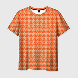 Футболка мужская Цветочки на оранжевом фоне, цвет: 3D-принт