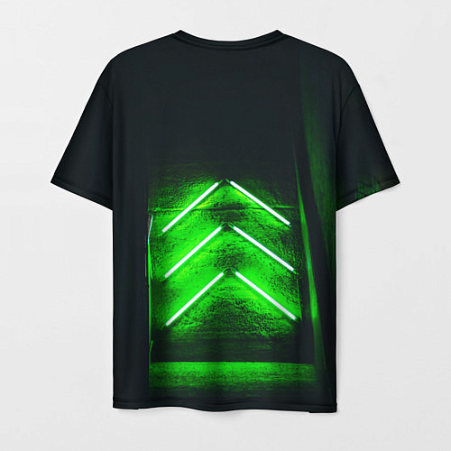 Мужская футболка Неоновые зелёные стрелки во тьме / 3D-принт – фото 2