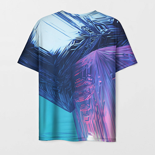 Мужская футболка Абстрактные ледяные кубы - Розовый и синий / 3D-принт – фото 2
