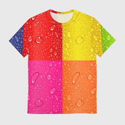 Мужская футболка Капли дождя на цветных подложках - паттерн