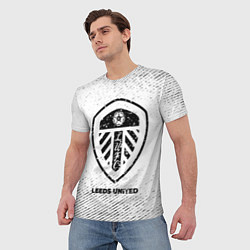 Футболка мужская Leeds United с потертостями на светлом фоне, цвет: 3D-принт — фото 2