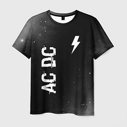 Футболка мужская AC DC glitch на темном фоне: надпись, символ, цвет: 3D-принт